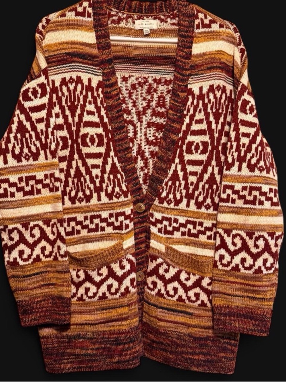 Lucky Brand Southwestern Jacquard Knit
Cardigan Sweater M